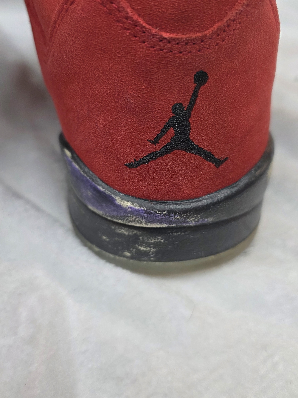 Men's Nike Air Jordan 5 Retro Raging Bull Red Suede Basketball Shoes - Picture 6 of 14